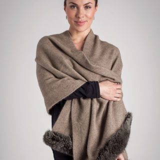 Koru Fur Trim Shawl
